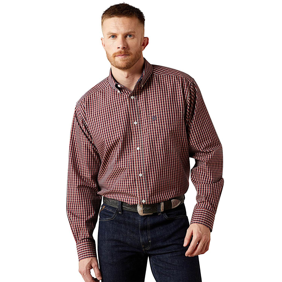 Ariat Men's Wrinkle Free Benson Classic Fit Shirt - Red