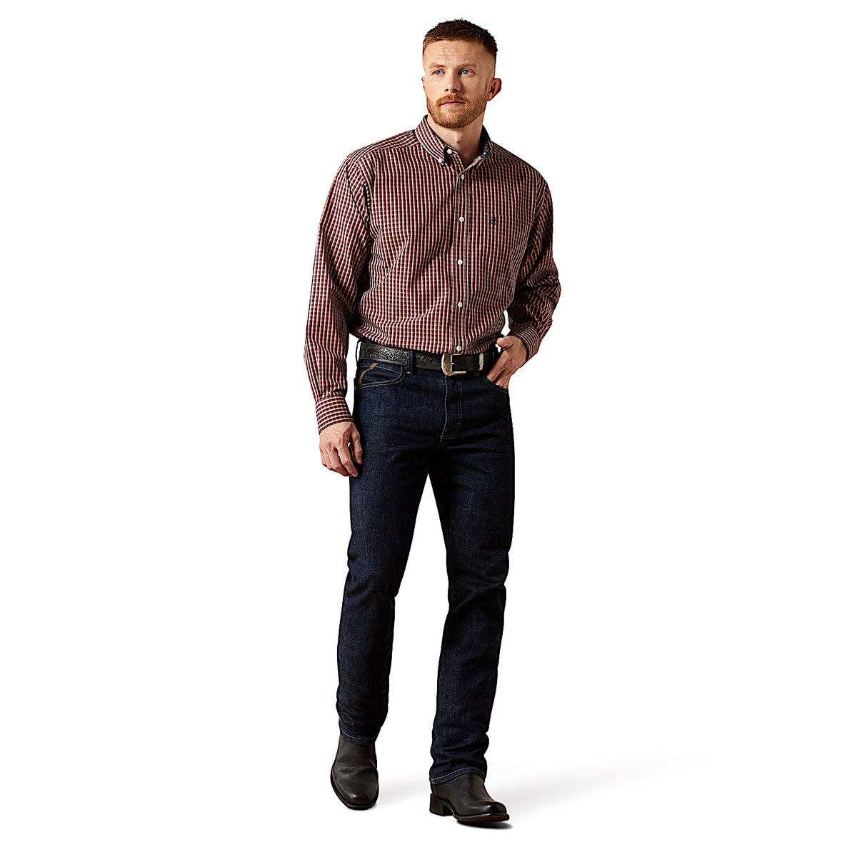 Ariat Men's Wrinkle Free Benson Classic Fit Shirt - Red