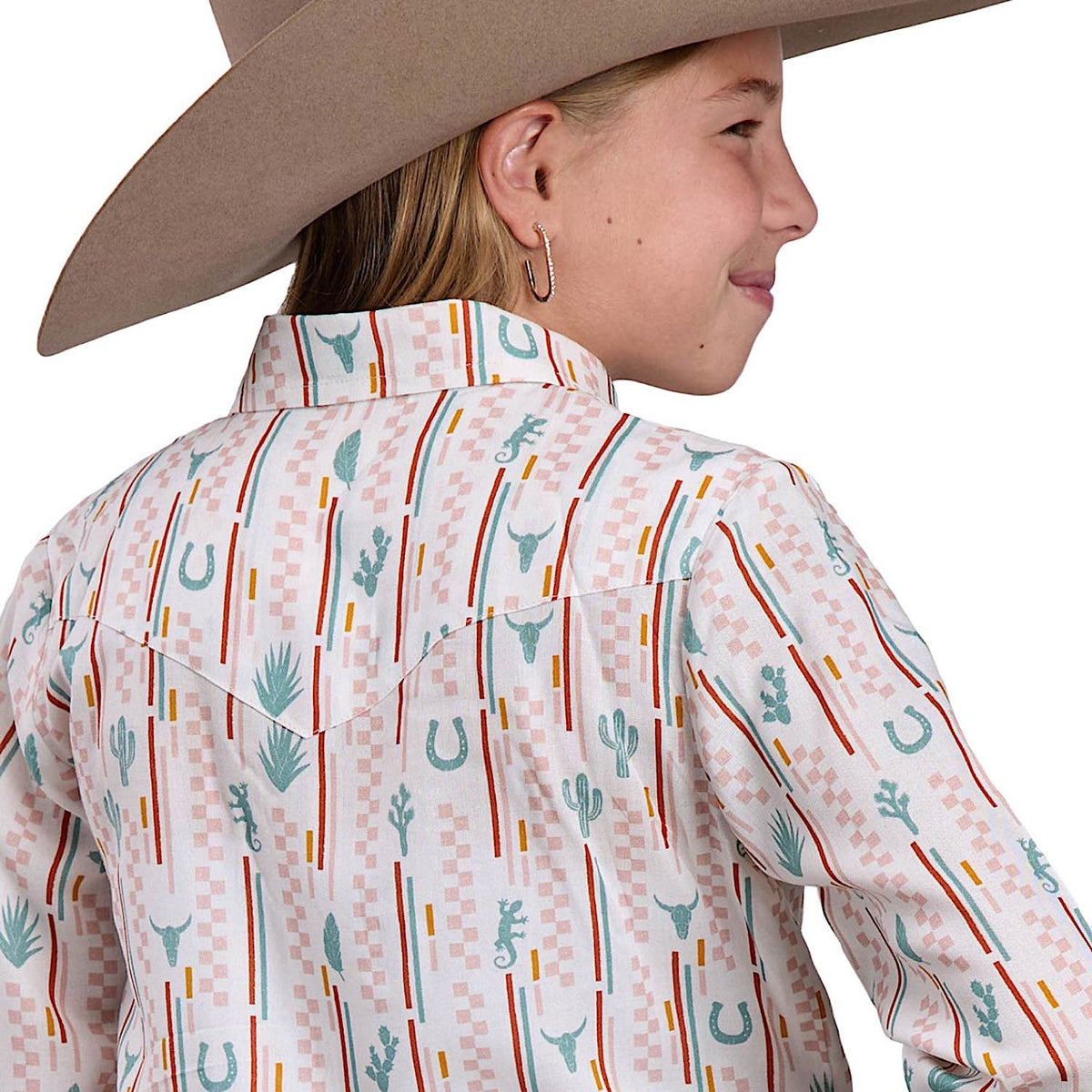 Roper Girl's Five Star Collection Shirt - Checkers Stripe Print