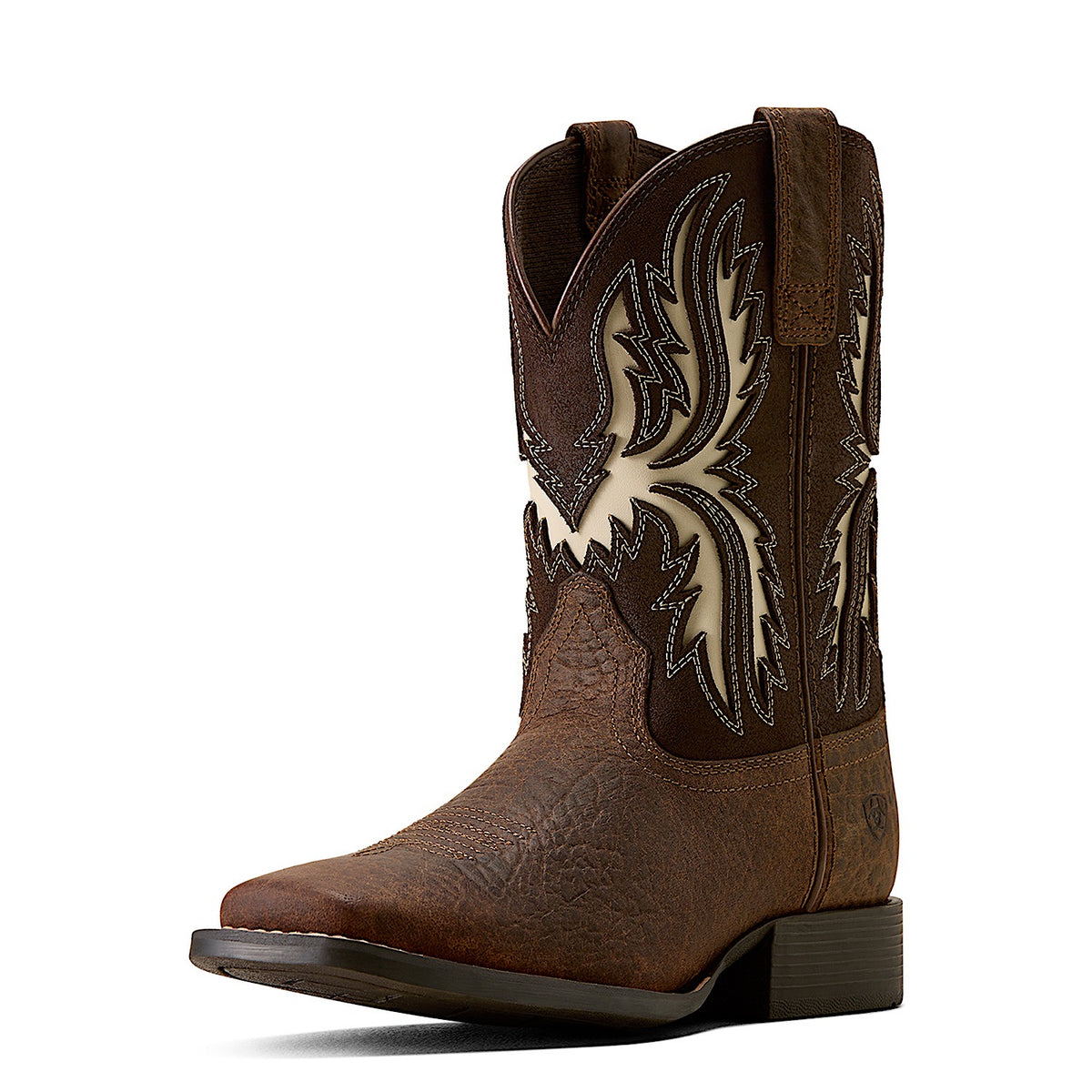 Ariat Kid's Driftwood Wide Square Toe Western Boot - Earth/Royal Chocolate
