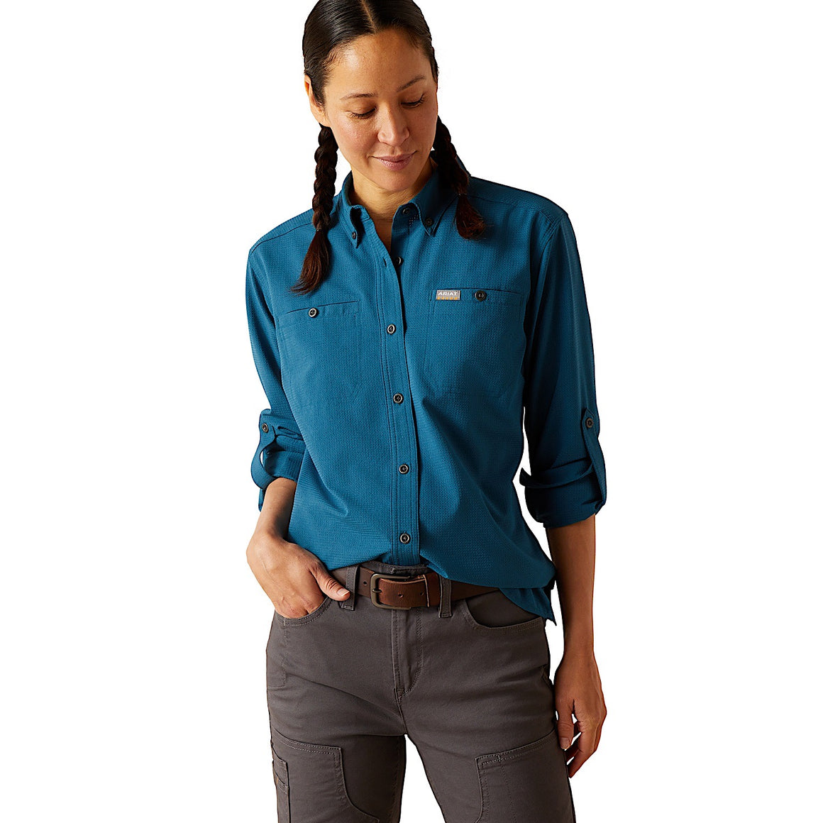 Ariat Women's Rebar Made Tough 360 Airflow Durastretch Work Shirt - Legion Blue