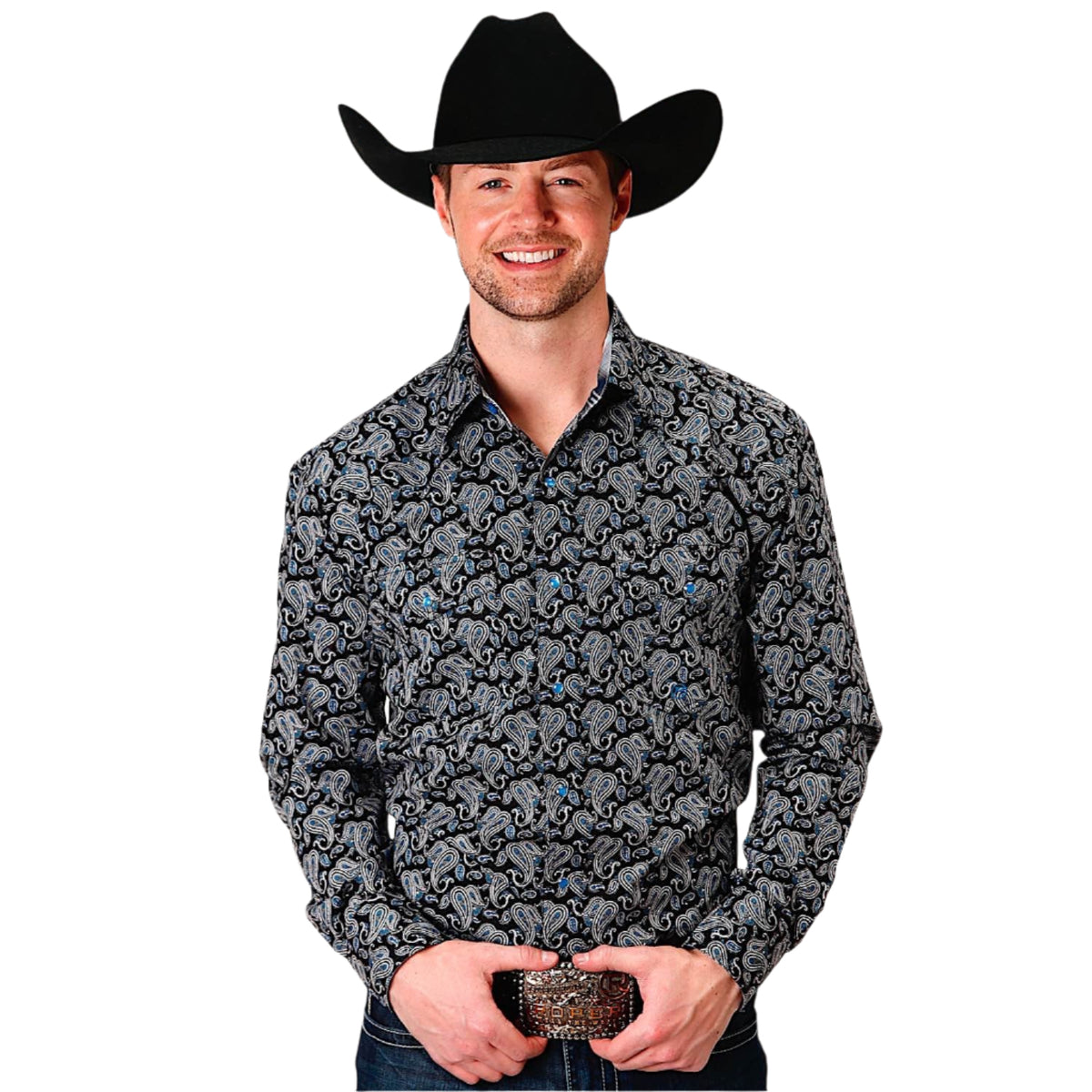 Roper Men’s Amarillo Collection Long Sleeve Shirt - Starry Night Paisley Print