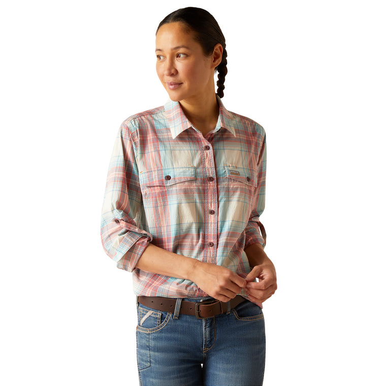 Ariat Women's Rebar Made Tough Durastretch Work Shirt - Vanilla Ice Plaid