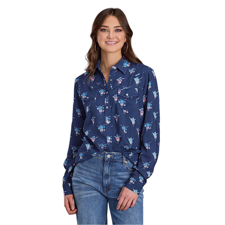 Roper Women's Five Star Collection Shirt - Print Blue