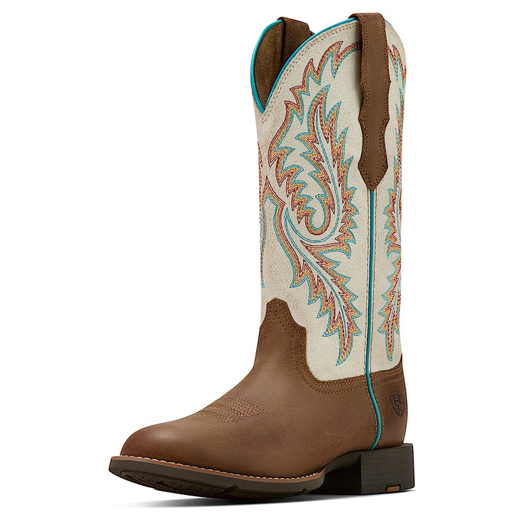 Ariat Women's Round Up W Toe Stretchfit Western Boot - Sandstorm/Distressed Ivory