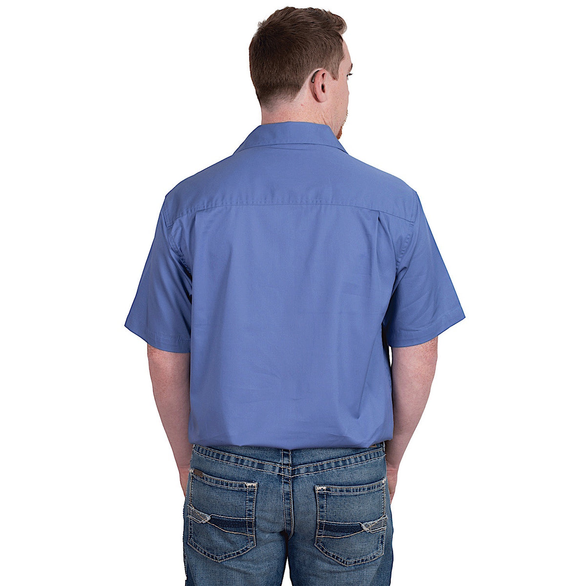 Just Country Men's Adam 1/2 Button Short Sleeve Work Shirt - Blue