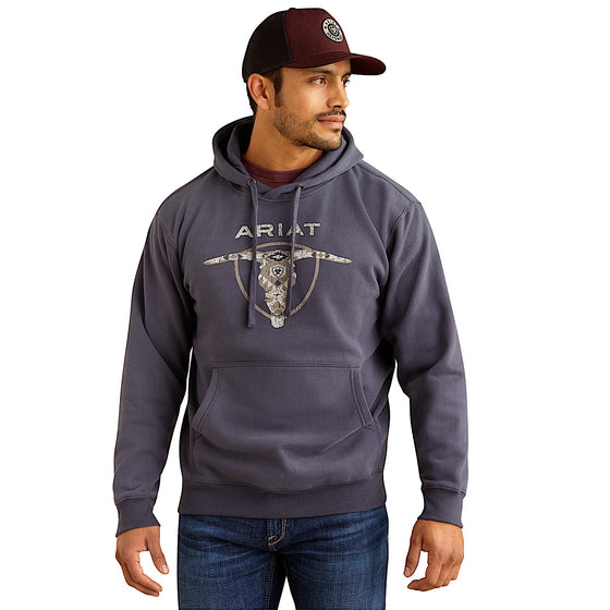 Ariat Men's Southwestern Longhorn Hoodie - Odyssey Grey