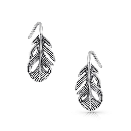 Montana Silversmiths Tiny Feather Hook Earrings