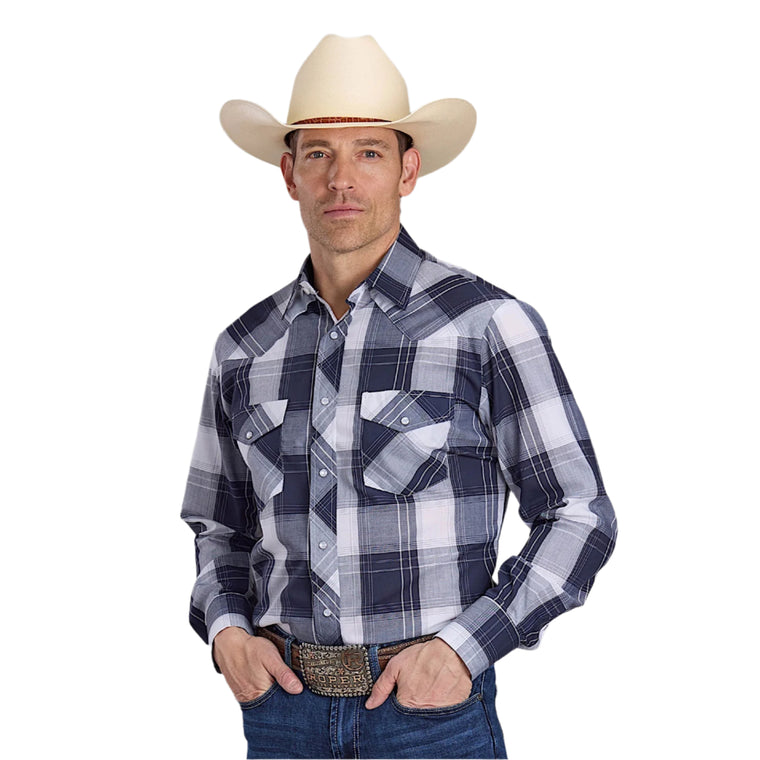 Roper Men's Karman Classic 55/45 Shirt - Plaid Blue