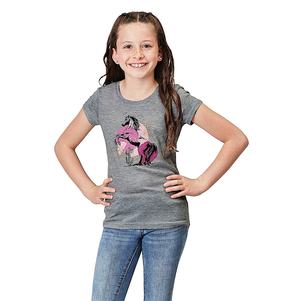 Roper Girl’s Five Star Collection T-Shirt - Heather Grey
