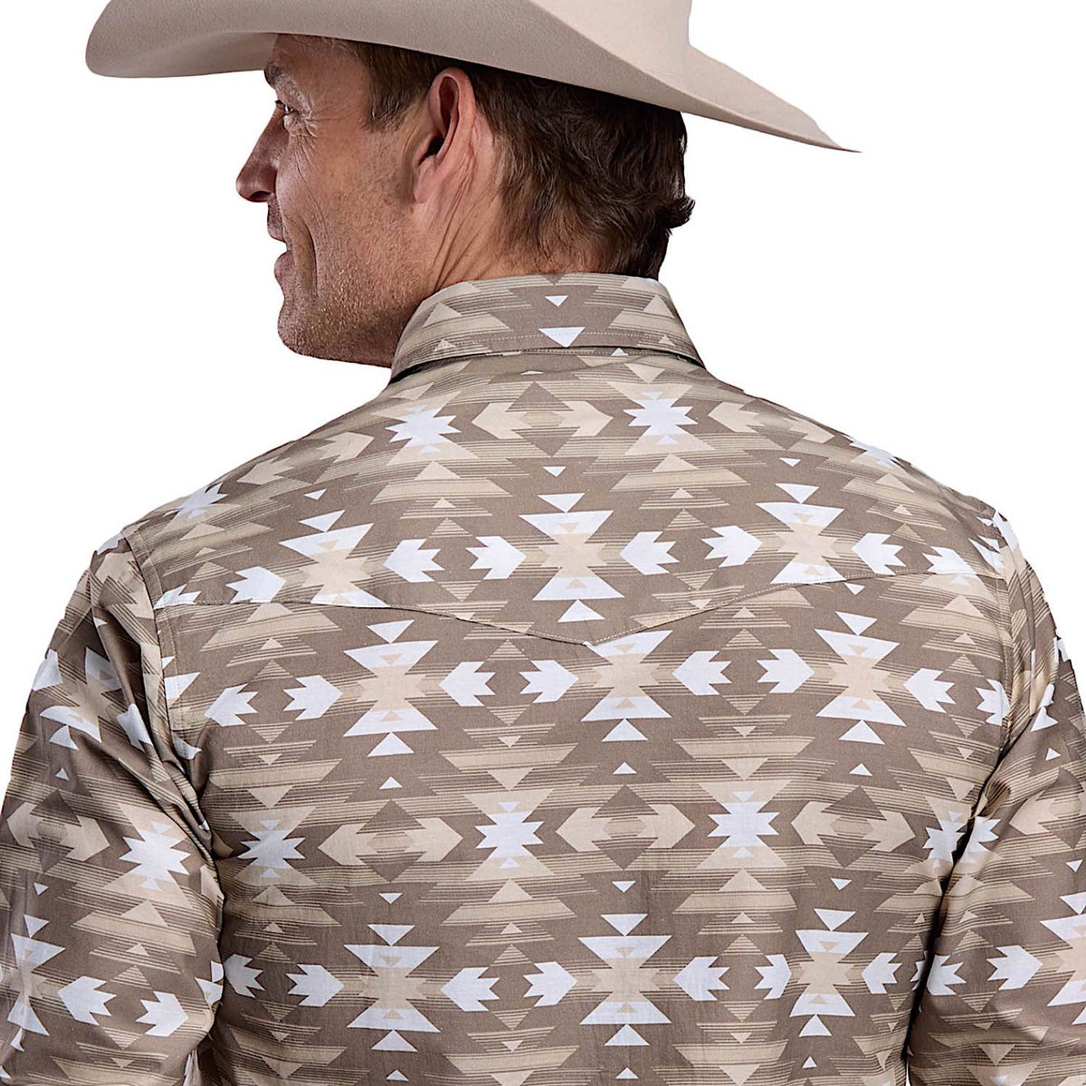 Roper Men's West Made Collection Shirt - Horizontal Aztec Brown Print