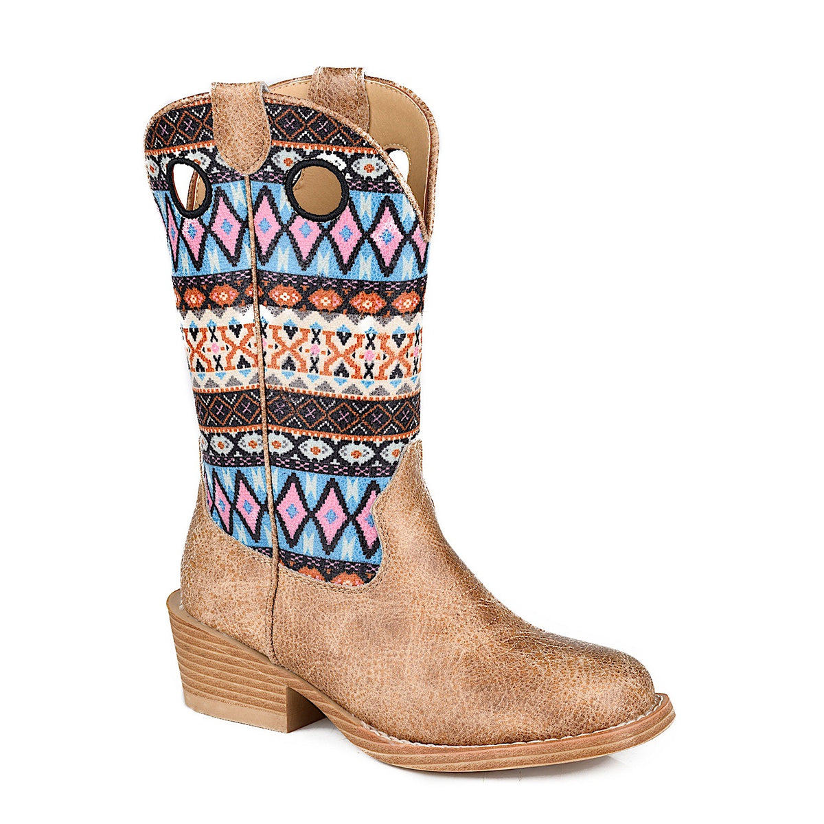 Roper Little Kid's Willow Aztec Western Boot - Tan