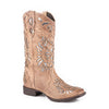 Roper Women's Belle II Boot - Vintage Cream Leather/Metallic Underlay