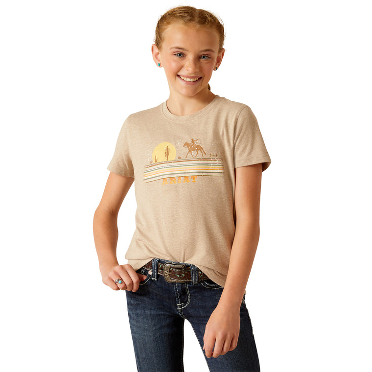 Ariat Girl's Cowgirl Desert T-Shirt - Oatmeal Heather