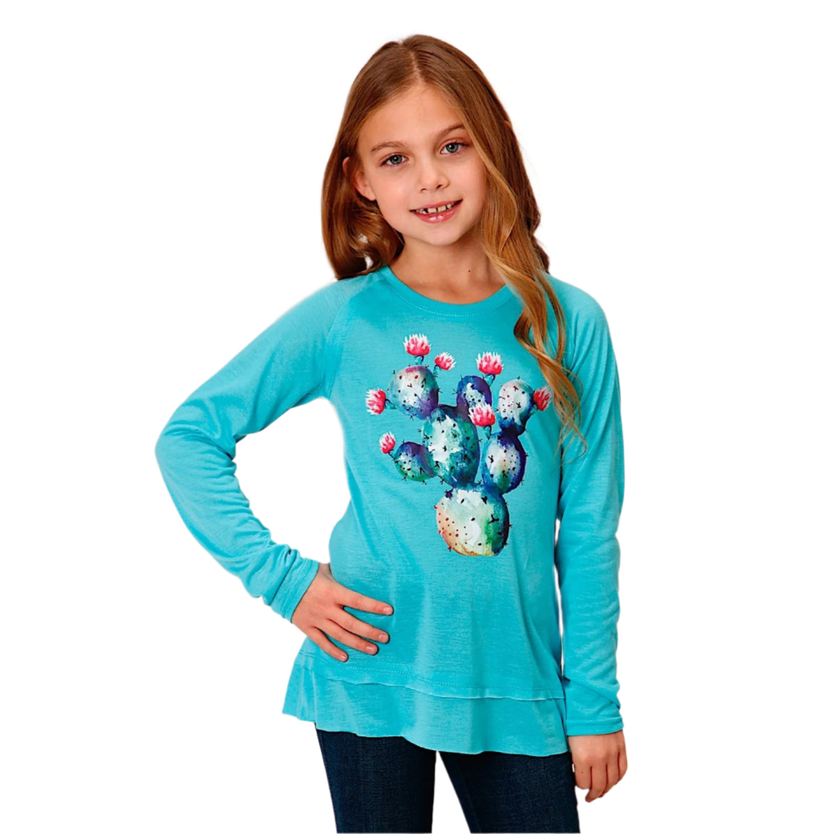 Roper Girl’s Five Star Collection Long Sleeve T-Shirt - Turquoise