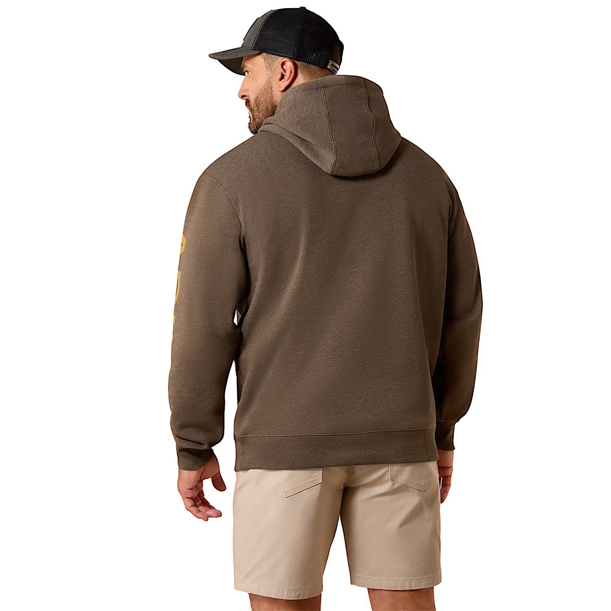 Ariat Men's Rebar Lightweight Logo Hoodie - Major Brown Heather/Wood Thrush