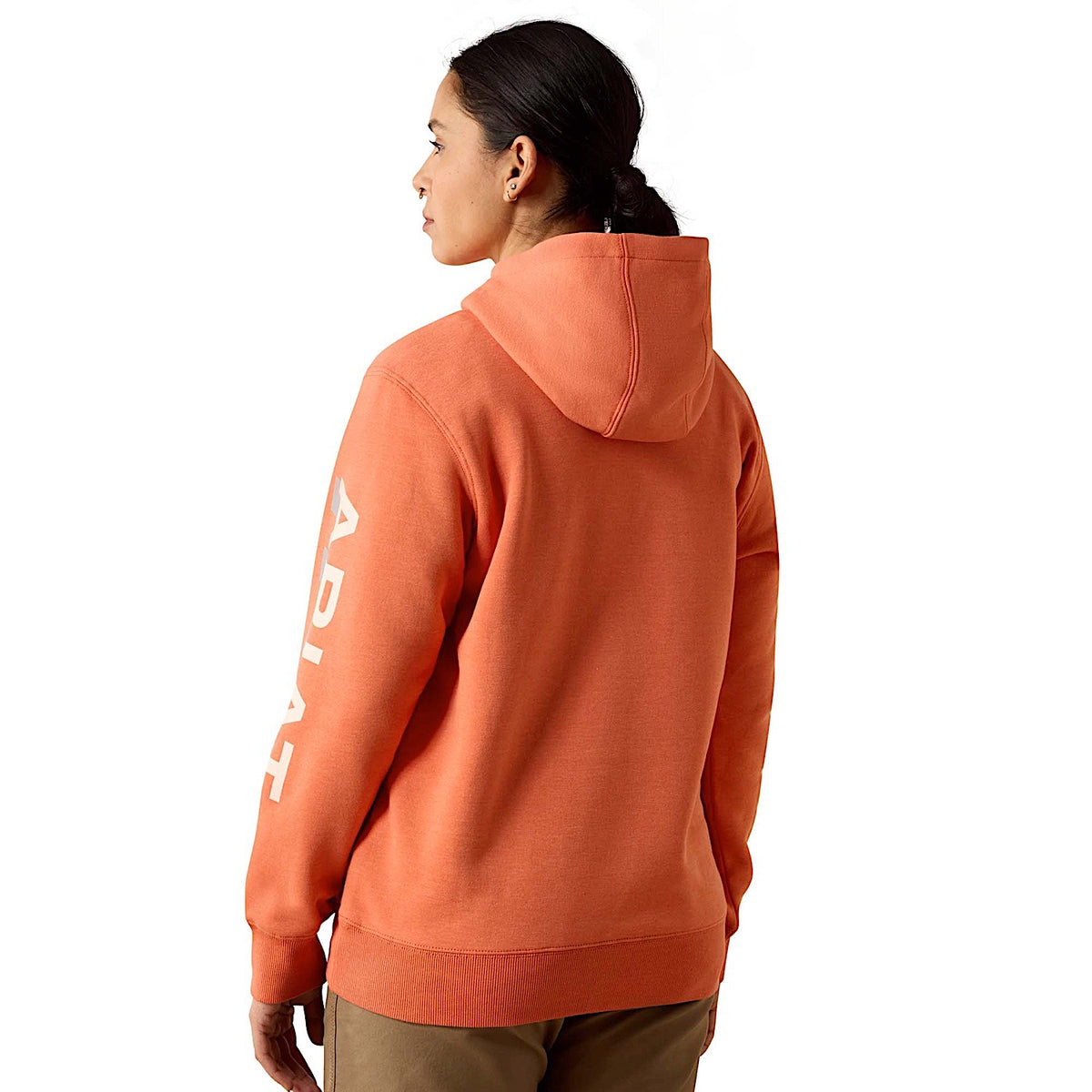 Ariat Women's Rebar Lightweight Logo 1/2 Zip Hoodie - Langunisto Heather/Tropical Peach