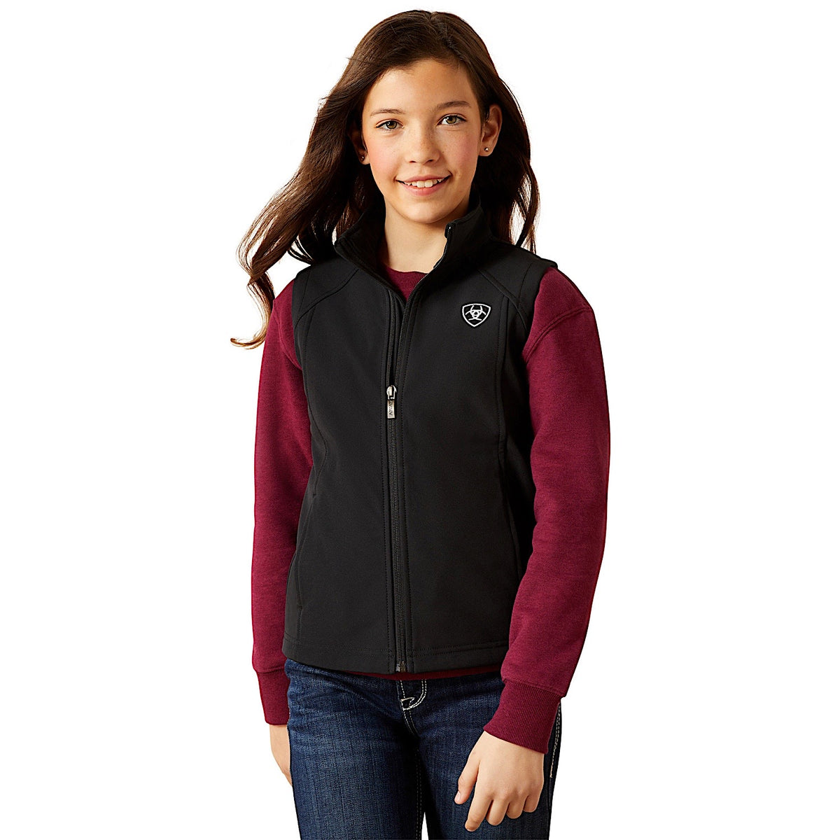 Ariat Kid's Logo Softshell Vest - Black/Southwest Minimal Print