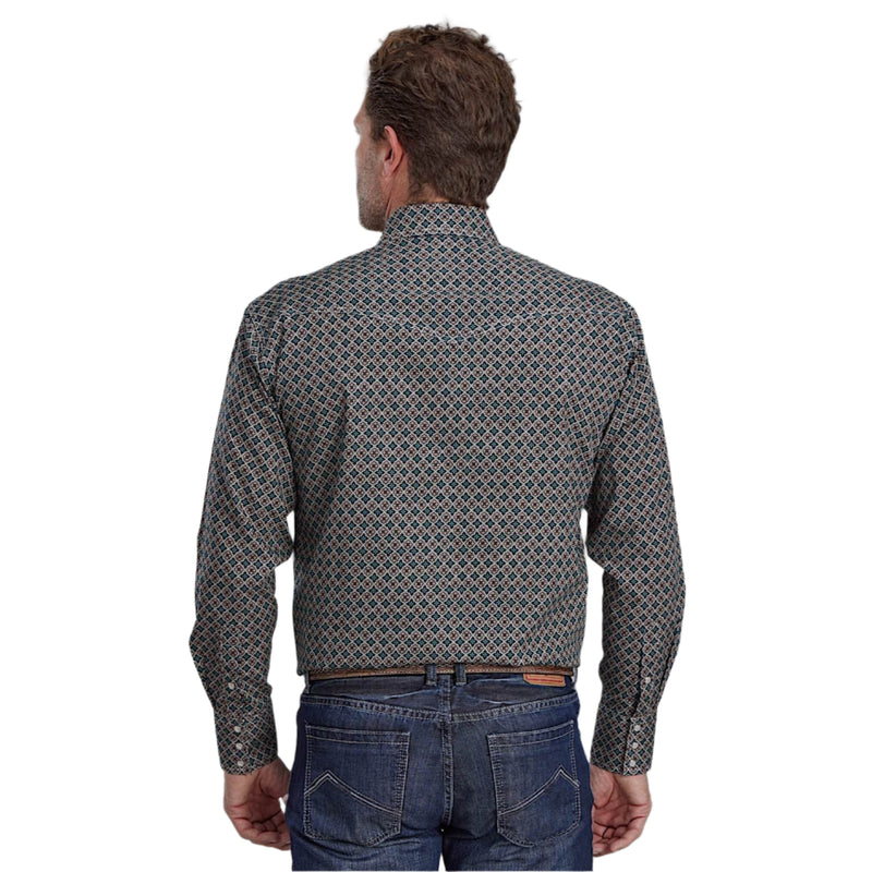 Roper Men’s Amarillo Collection Long Sleeve Shirt - Acorn Foulard Print