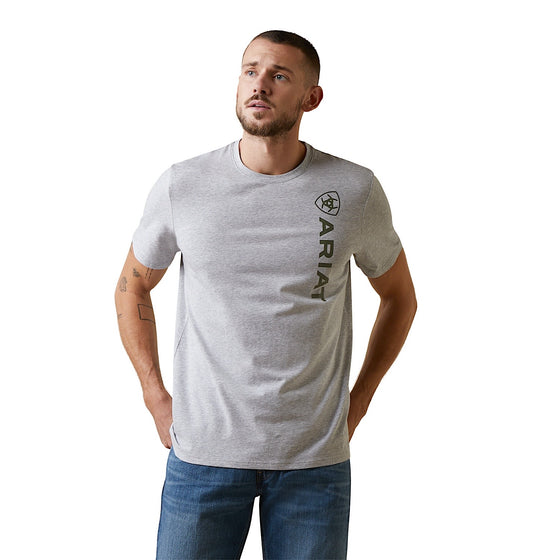 Ariat Mens Vertical Logo SS T-Shirt Heather Grey