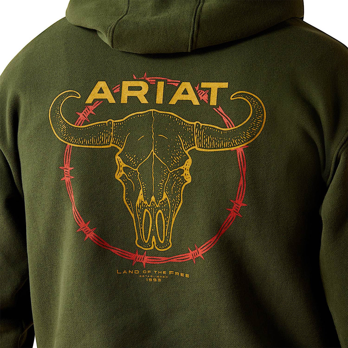 Ariat Men's Barbwire Skull Hoodie - Dark Green