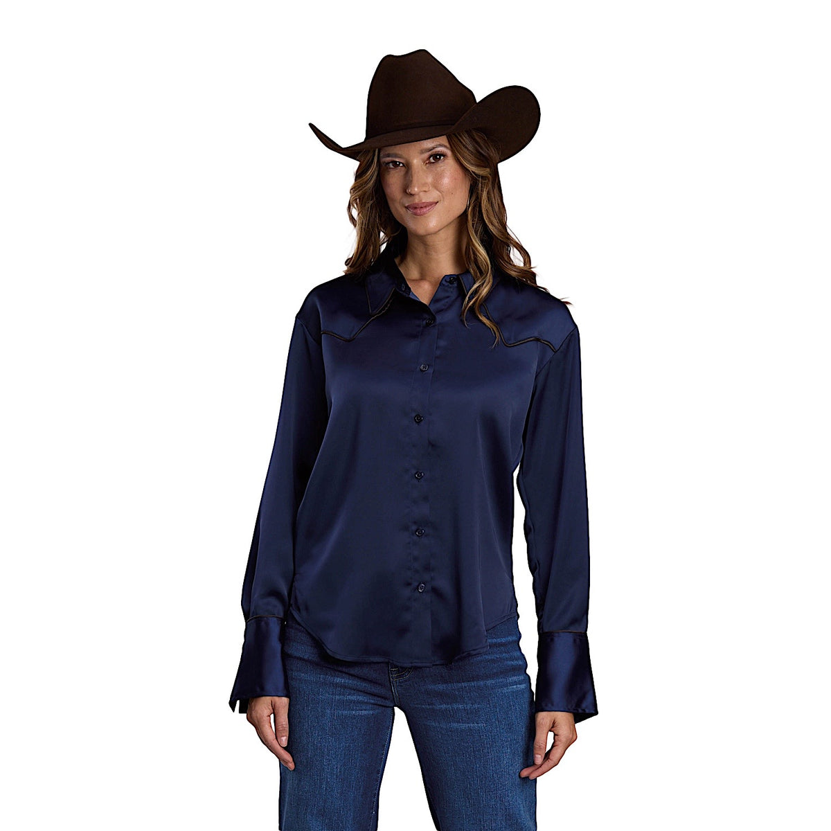 Stetson Women's Shirt - Solid Blue