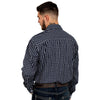 Just Country Mens Austin Full Button Check Workshirt Navy/White