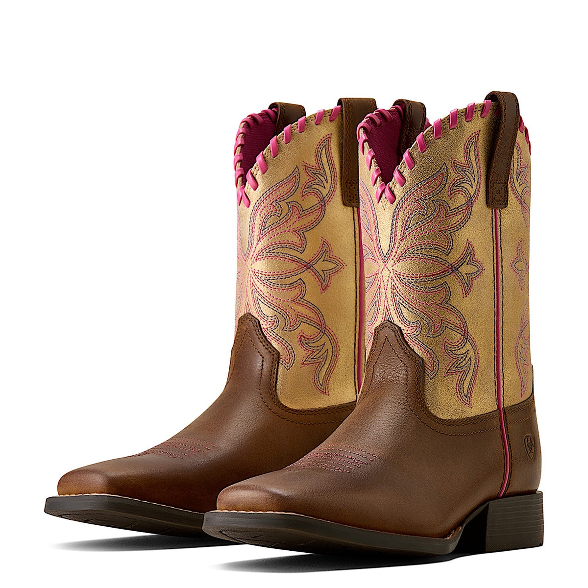 Ariat Kid's Sundown Wide Square Toe Western Boot - Clay/Royal Gold Metallic