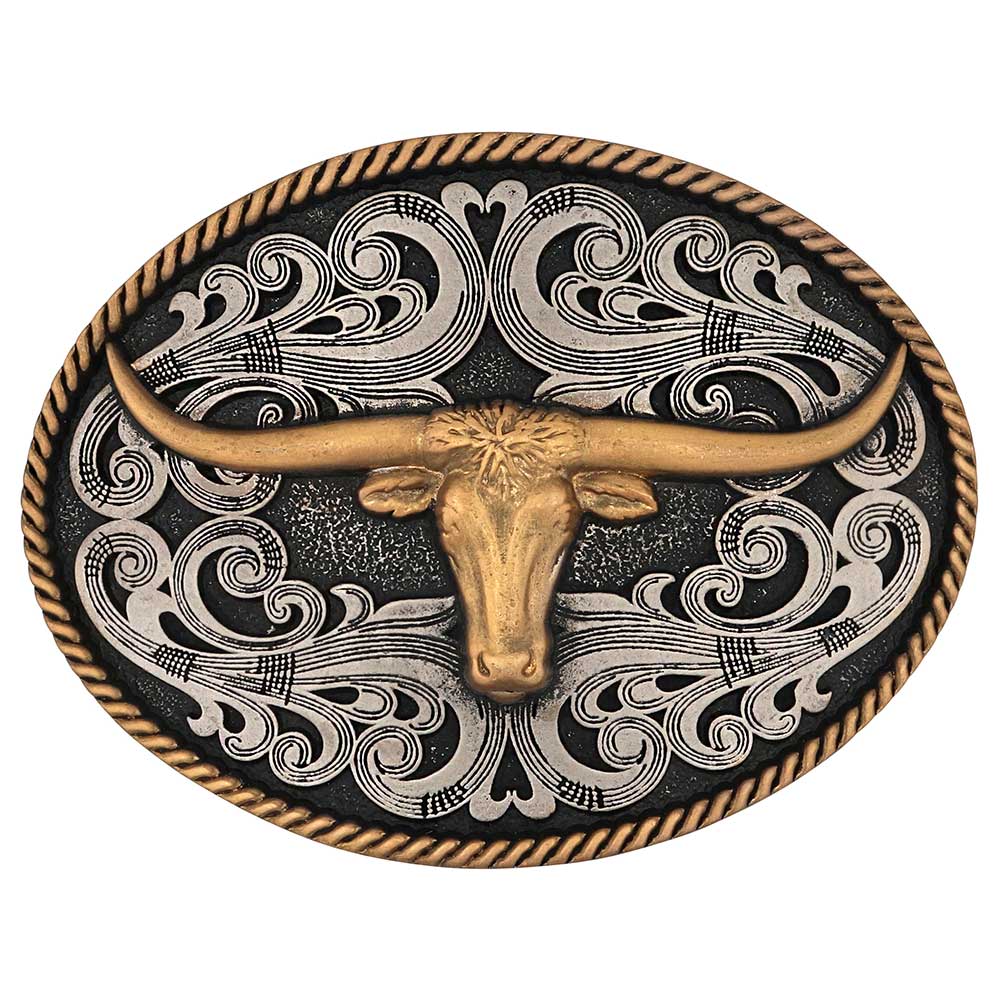 Montana Silversmiths Two-tone Longhorn Attitude Buckle
