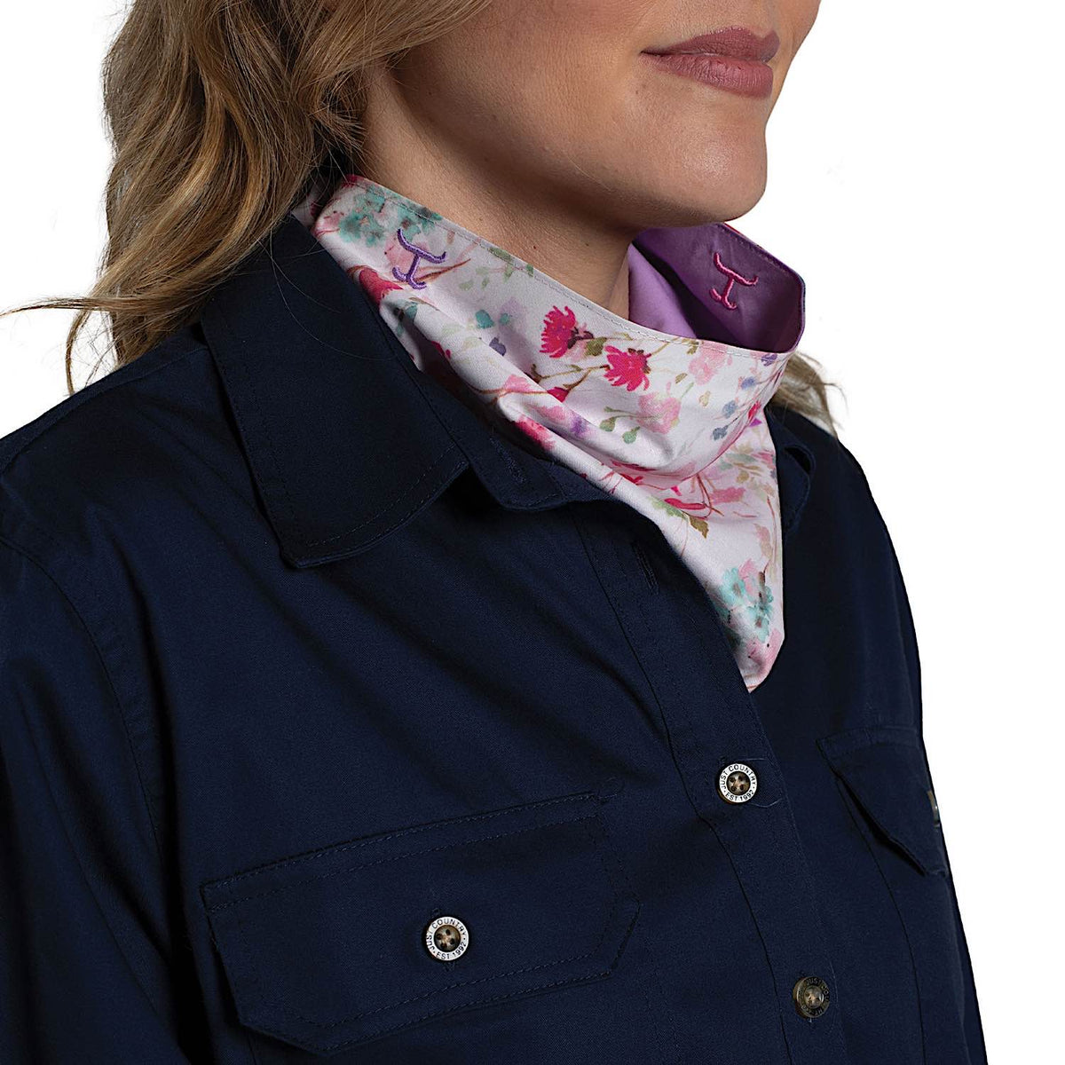 Just Country Carlee Double Sided Scarf - Orchid/White Wildflowers