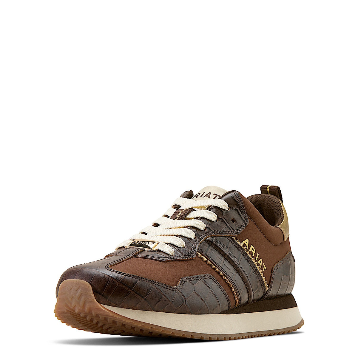 Ariat Women's Ranch Runner Shoe - Aged Tan/Luxe Espresso Croc Print
