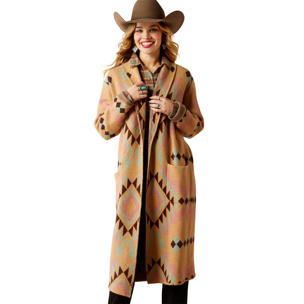 Ariat Women's Sunset Chic Blanket Coat - Spark Geo Jacquard