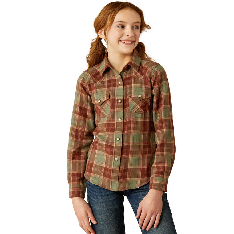 Ariat Girl's Ava Plaid Shirt - Oakwood Plaid