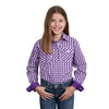 Just Country Girls Harper Half Button Print Workshirt Purple Check