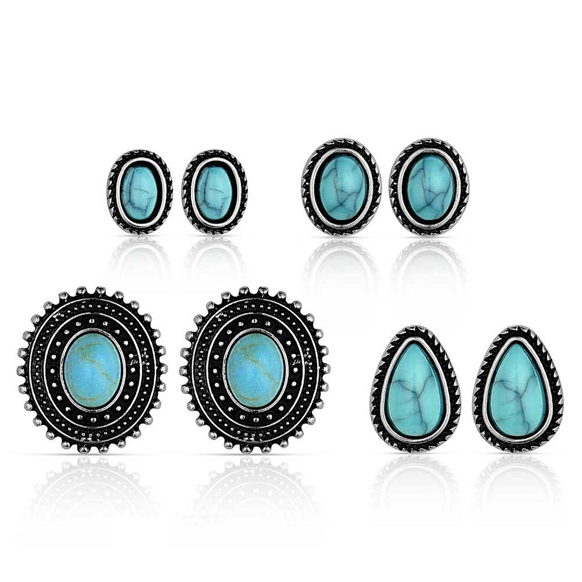 Montana Silversmiths Turquoise Stud Earring Set (4 pairs)