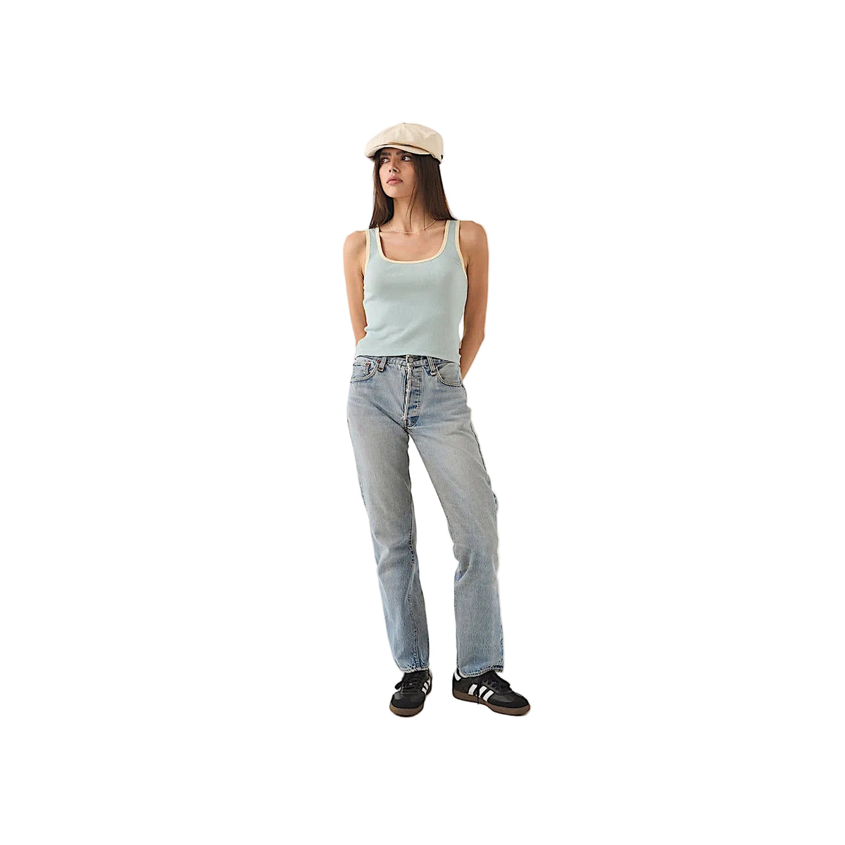 Brixton Women's Ringer Organic A-Tank - Sea Grass/Waxed Paper
