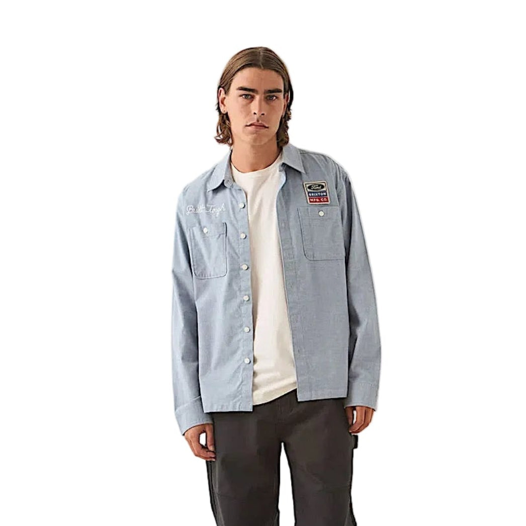 Brixton Men's Ford Service Dept Workshirt - Blue Chambray