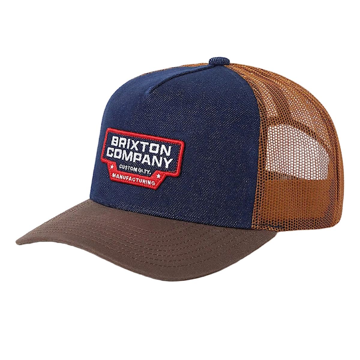 Brixton Reeves Netplus Trucker Hat - Washed Denim/Caramel