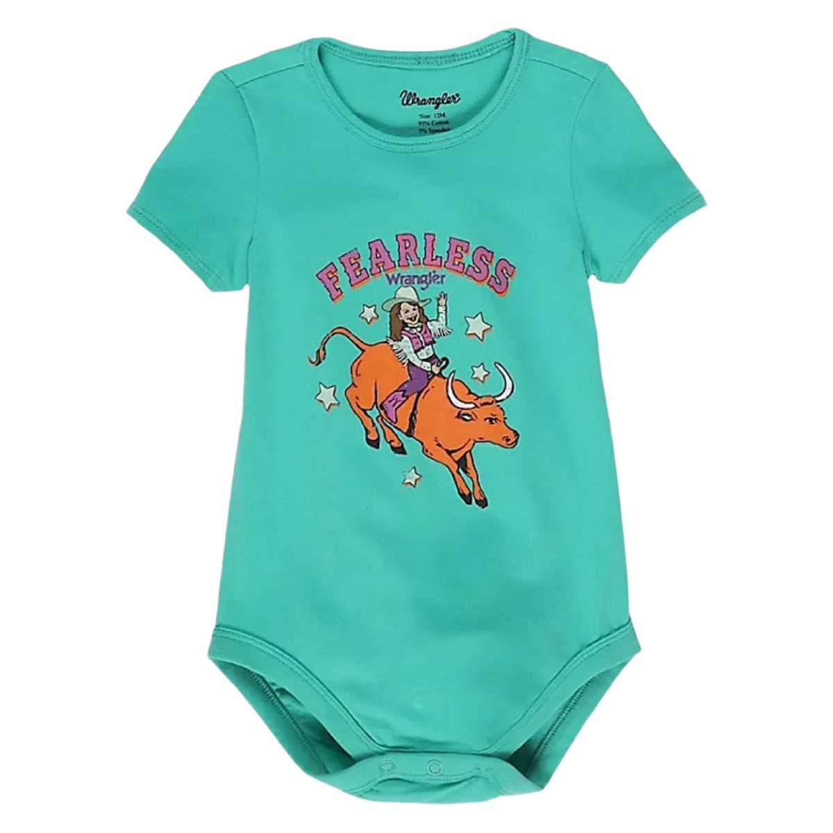 Wrangler Baby Girls Fearless Bull Rider Bodysuit in Green
