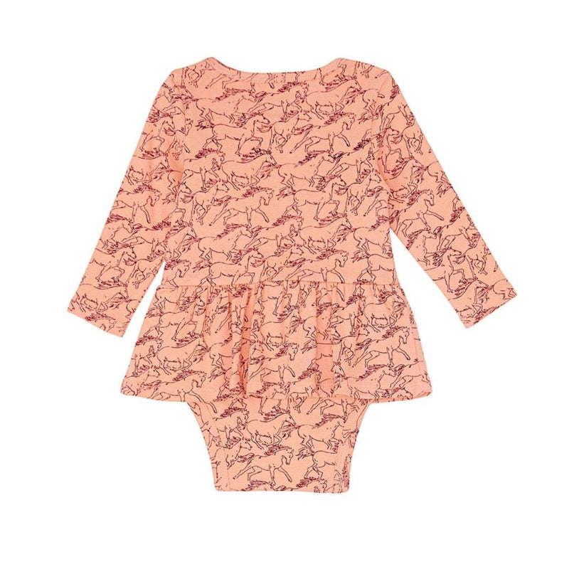 Wrangler Baby Girl’s Knit Bodysuit With Skirt - Peach Horses