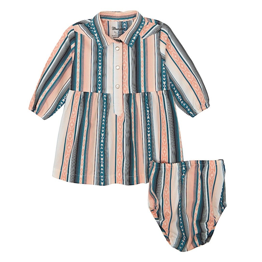 Wrangler Baby / Girl’s Western Snap Dress - Pink / Green Stripes