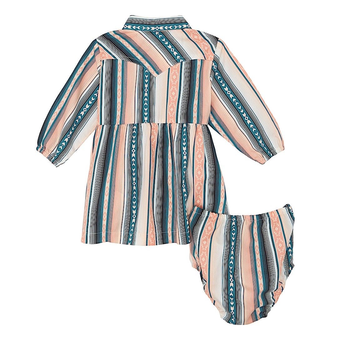 Wrangler Baby / Girl’s Western Snap Dress - Pink / Green Stripes