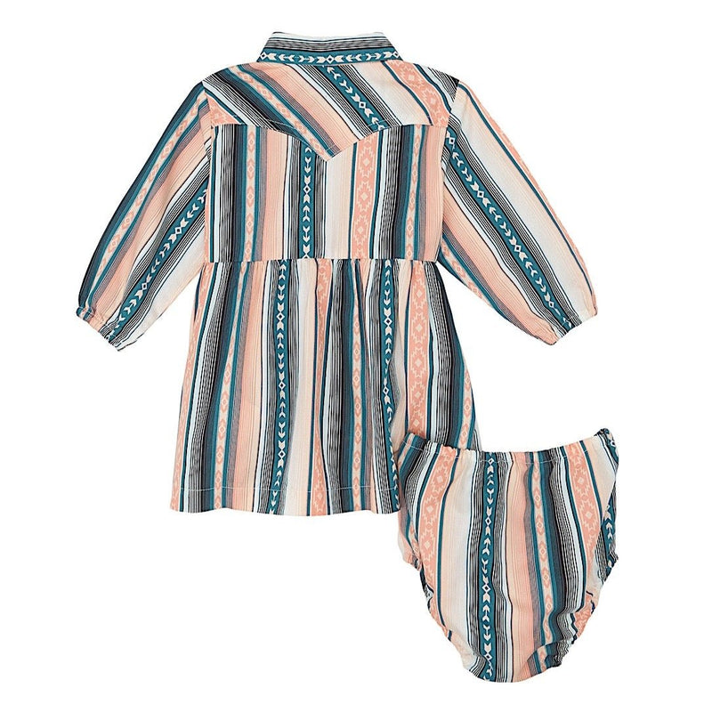 Wrangler Baby / Girl’s Western Snap Dress - Pink / Green Stripes