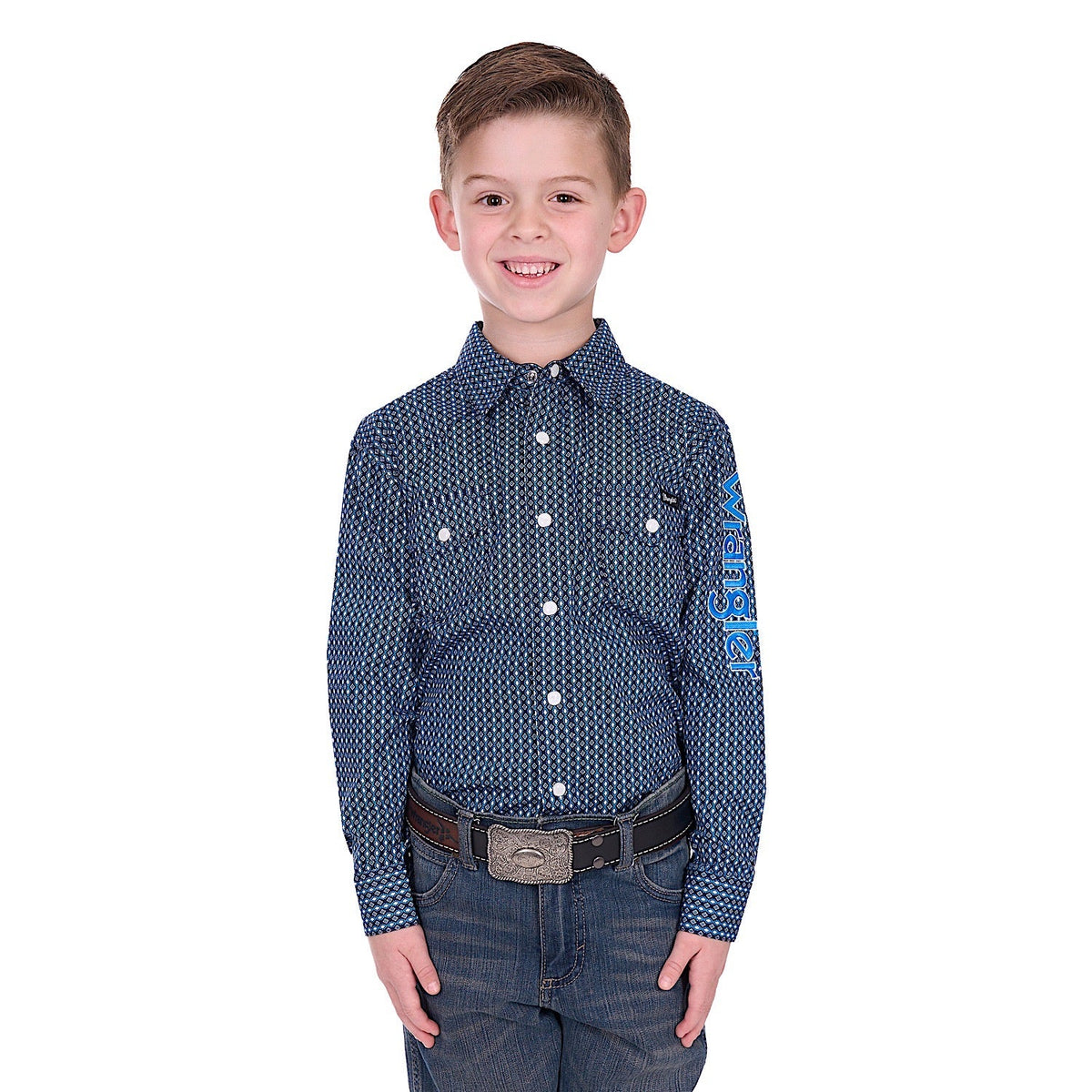 Wrangler Boys Kyle Logo Shirt - Navy/Blue