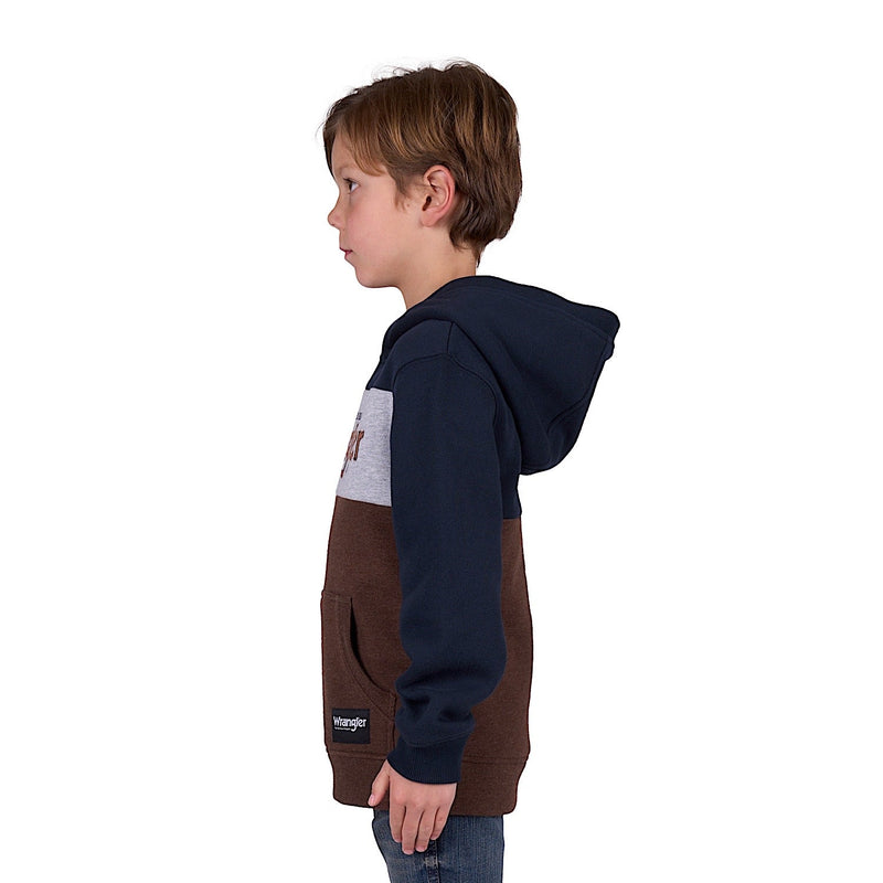 Wrangler Boy’s Paul Pullover Hoodie - Navy/Dark Tan