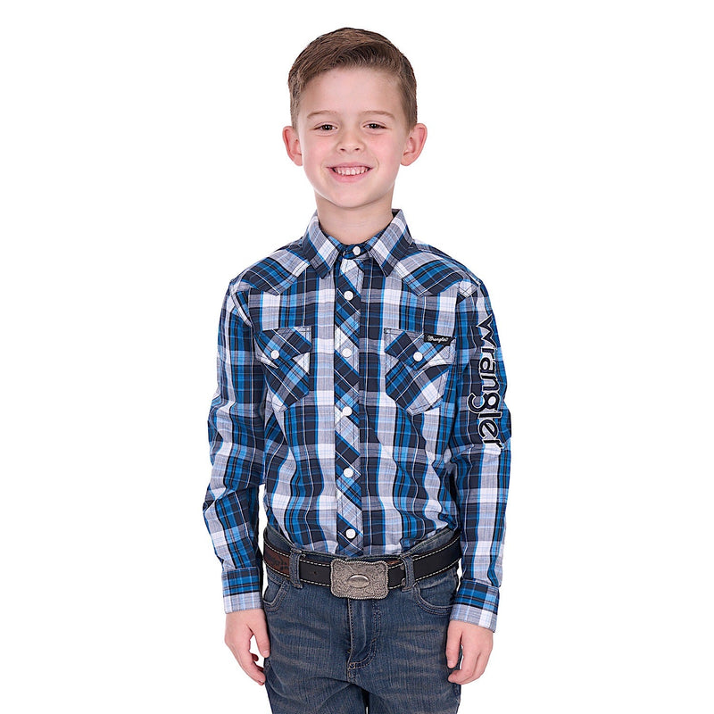 Wrangler Boys Tony Logo Shirt - Navy/Royal