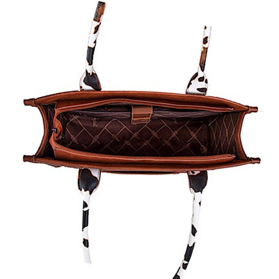 Wrangler Cow Print Tote Bag - Dark Tan