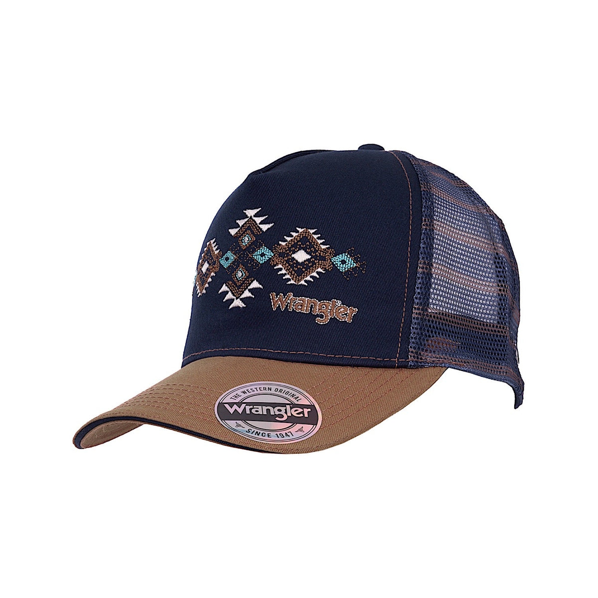 Wrangler Francis HP Ponytail Trucker Cap - Navy/Tan