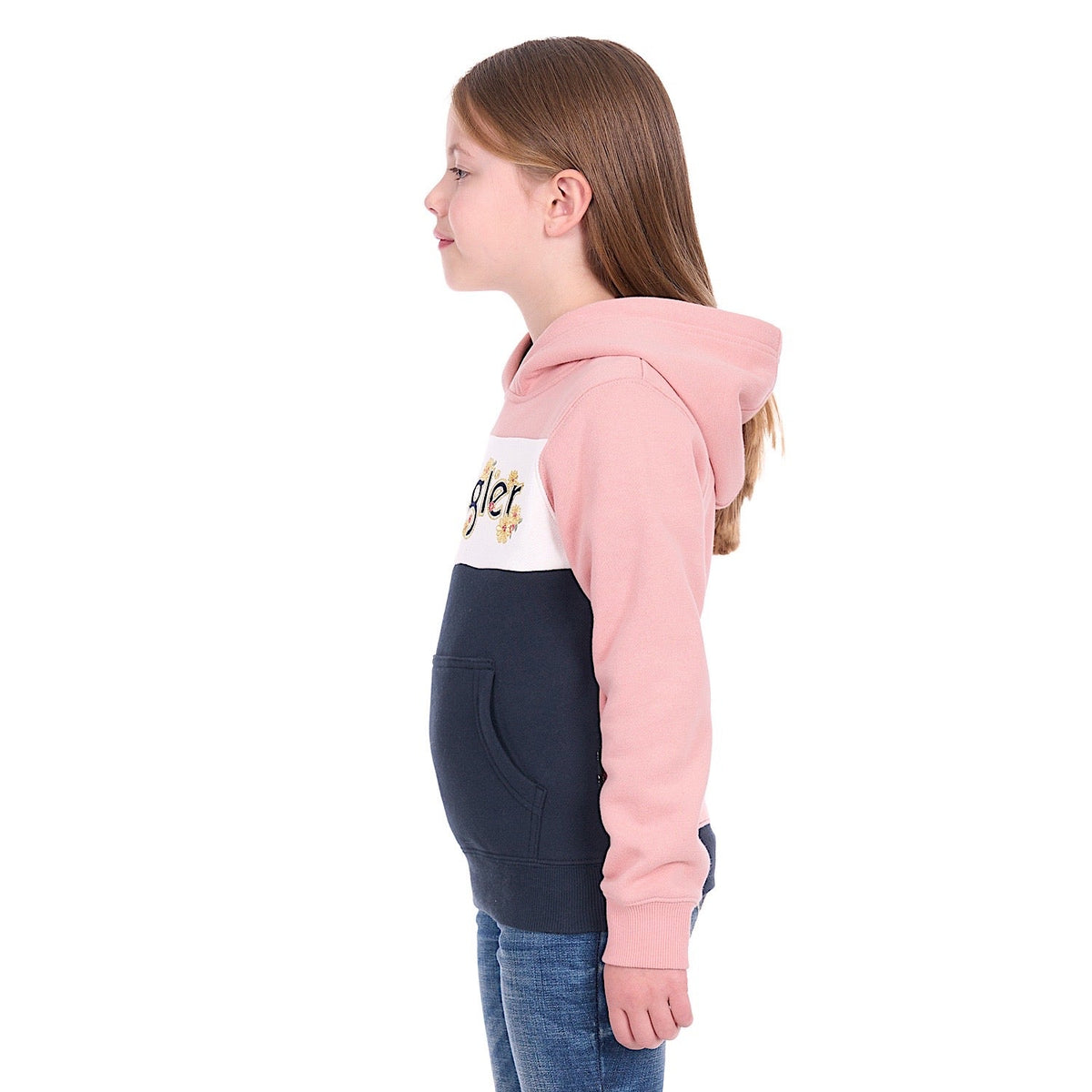 Wrangler Girl’s Brooke Pullover Hoodie - Rose/Navy