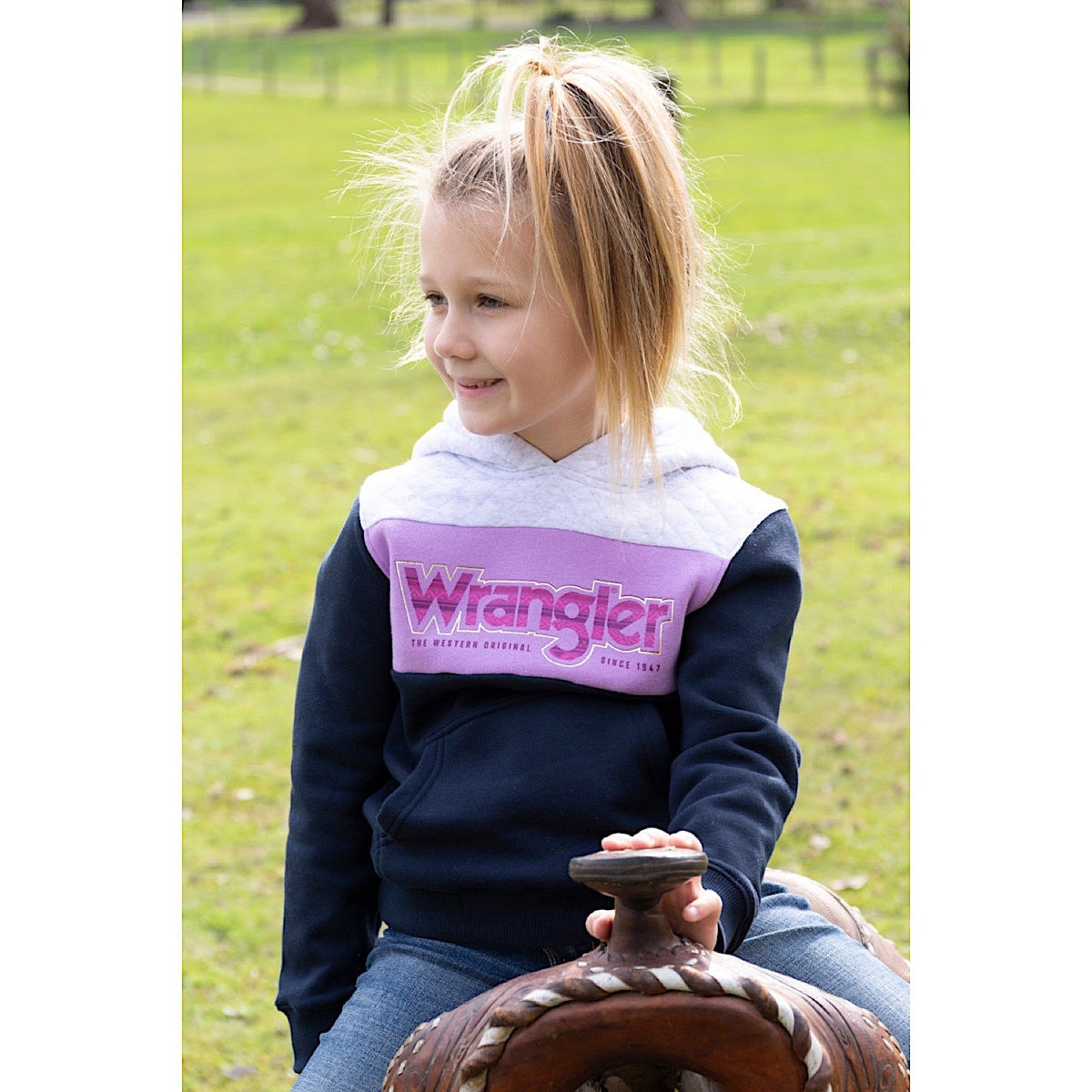 Wrangler Girls Salley Pullover Hoodie - Navy/White Marle